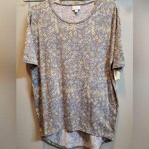 LulaRoe NWT XXS Gray, Blue and Yellow Short Sleeve Tunic
